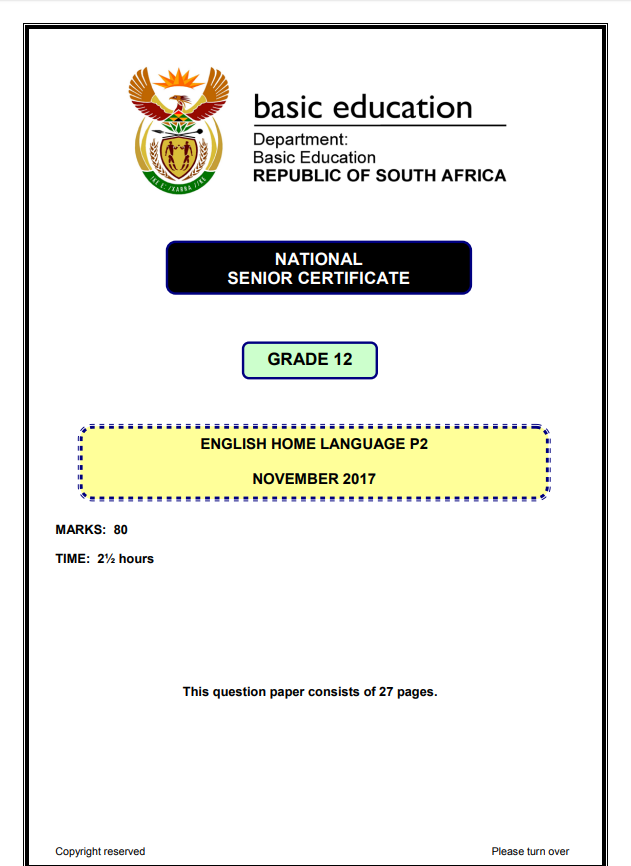 english home language paper 2 grade 11 november 2020 memorandum